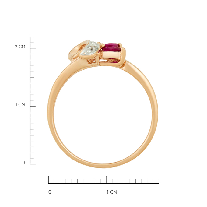Кольцо из золота 585 пробы c рубинами и бриллиантом, Л 0910 9556 за 22050