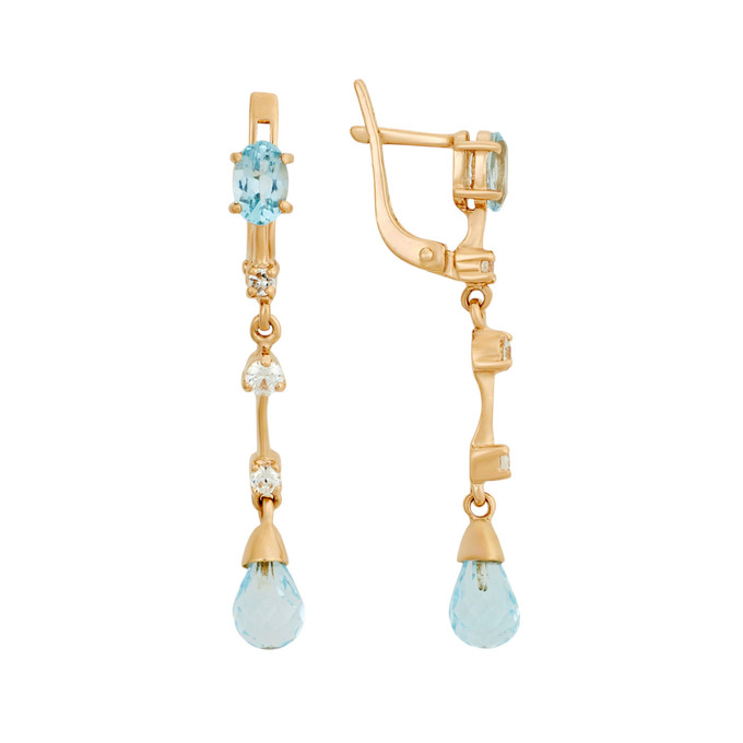 Серьги из золота 585 пробы с топазами и фианитами, Л 5704 0375 за 46500