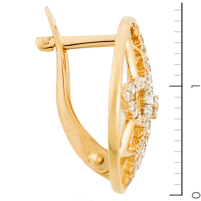 Серьги из красного золота 585 пробы c фианитами