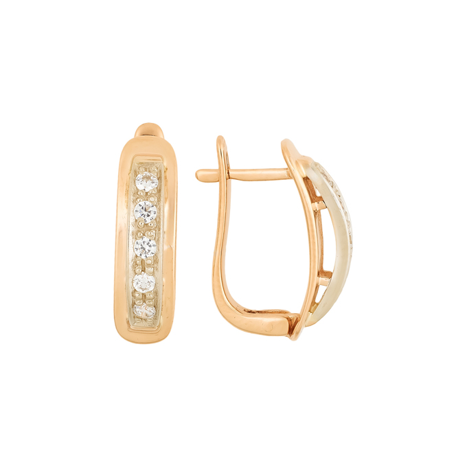 Серьги из золота 585 пробы c 10 фианитами