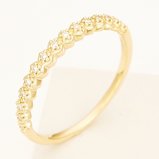Кольцо из желтого золота 750 пробы c 15 бриллиантами 124054 фото 1