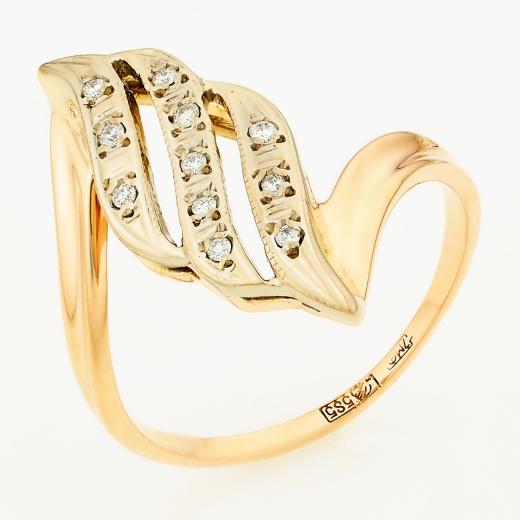 Кольцо из комбинированного золота 585 пробы c 11 бриллиантами Л54048192 фото 1