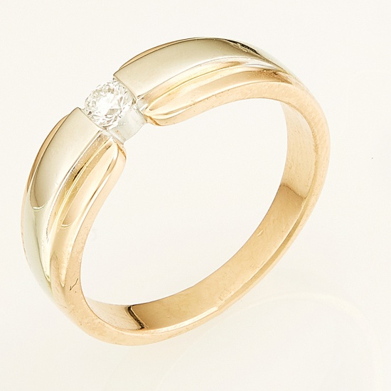 Кольцо из комбинированного золота 585 пробы c 1 бриллиантом, Л41044880 за 16760