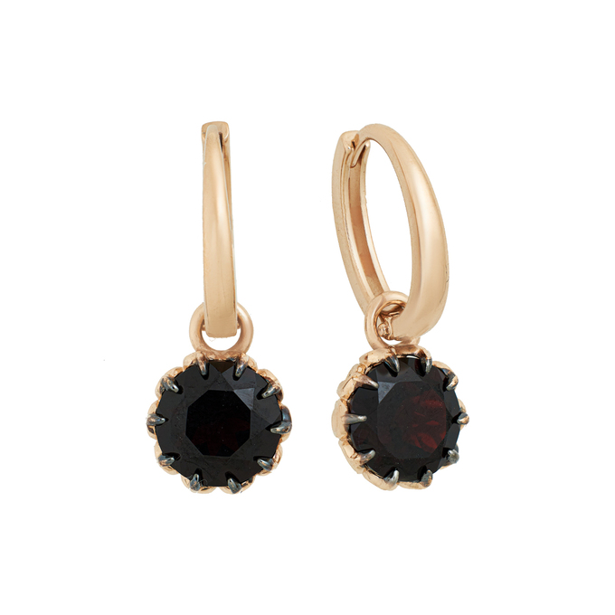 Серьги из золота 585 пробы c гранатами