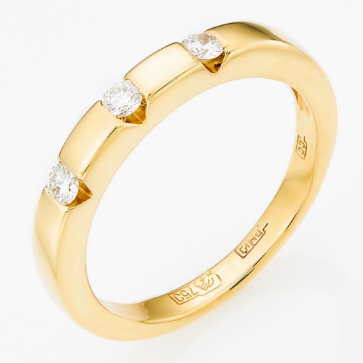Кольцо из желтого золота 750 пробы c 3 бриллиантами Л57026436 фото 1