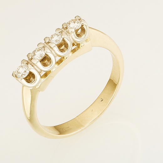 Кольцо из комбинированного золота 500 пробы c 4 бриллиантами Л29104300 фото 1