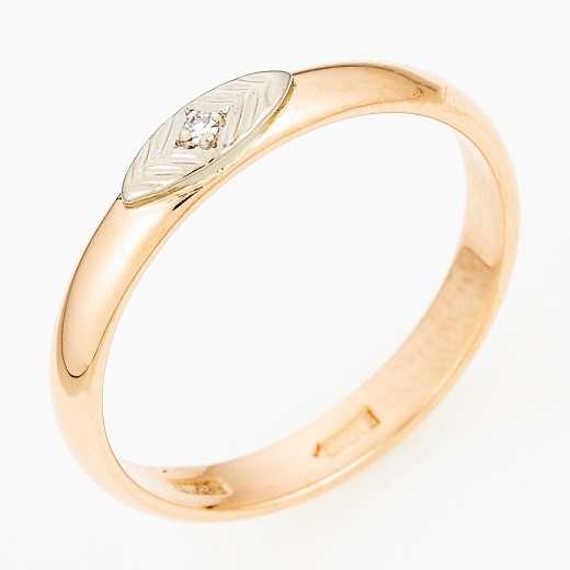 Кольцо из комбинированного золота 585 пробы c 1 бриллиантом Л33084235 фото 1