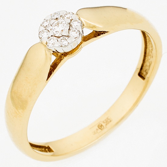 Кольцо из желтого золота 585 пробы c 9 бриллиантами, Л64012368 за 19 120 ₽