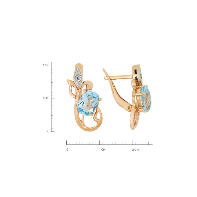 Серьги из золота 585 пробы c топазами и фианитами, Л 0514 8451 за 39360