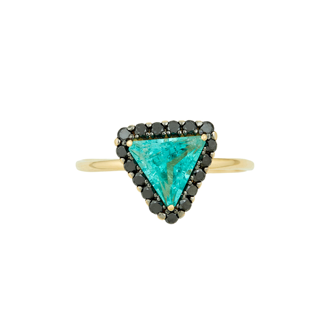 Кольцо из золота 585 пробы c изумрудом и бриллиантами