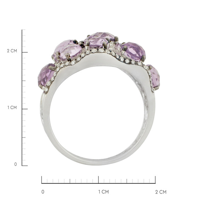 Кольцо из золота 585 пробы c аметистами и бриллиантами