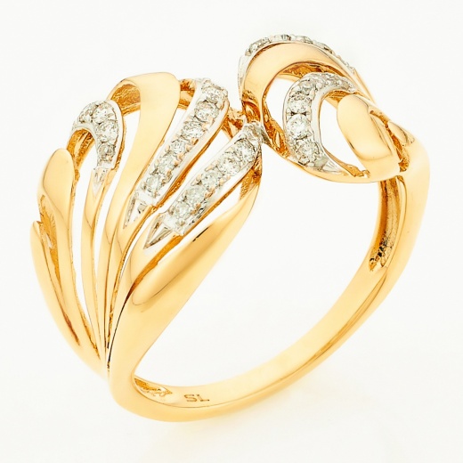 Кольцо из комбинированного золота 585 пробы c 31 бриллиантами Л05128159 фото 1