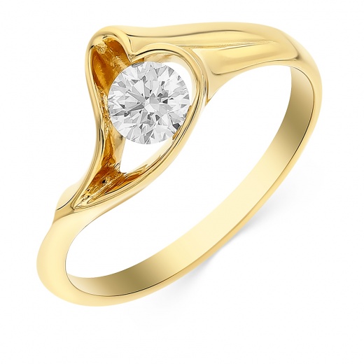 Кольцо из желтого золота 750 пробы c 1 бриллиантом Л52036968 фото 1