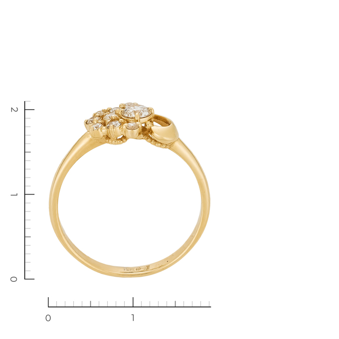 Кольцо из золота 585 пробы c 10 бриллиантами