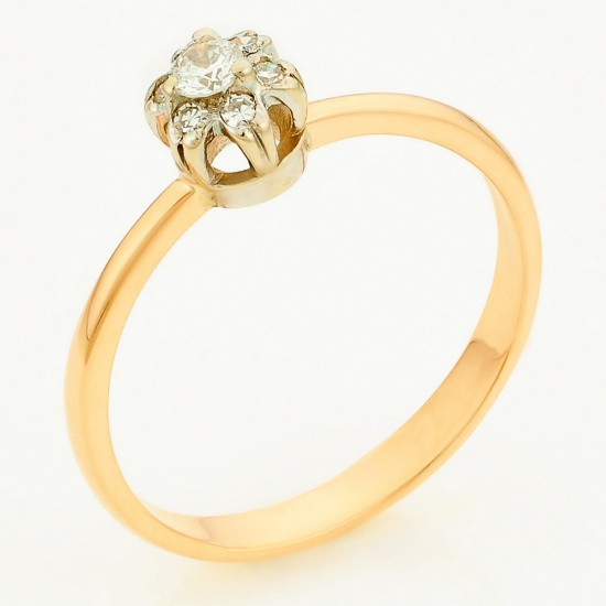 Кольцо из комбинированного золота 585 пробы c 7 бриллиантами, Л04078836 за 13615