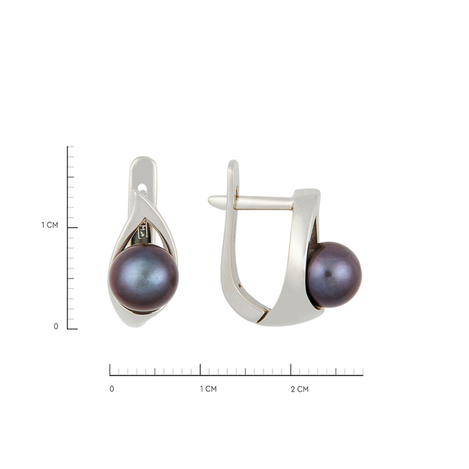Серьги из золота 585 пробы c культ. жемчугом, Л 7102 1233 за 39200