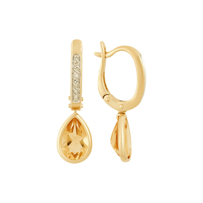 Серьги из золота 585 пробы c цитринами и бриллиантами, Л 2413 6548 за 39200