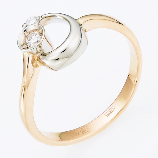 Кольцо из комбинированного золота 585 пробы c 2 бриллиантами Л06133586 фото 1