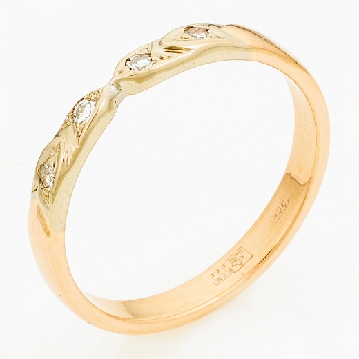Кольцо из комбинированного золота 585 пробы c 4 бриллиантами Л48064841 фото 1