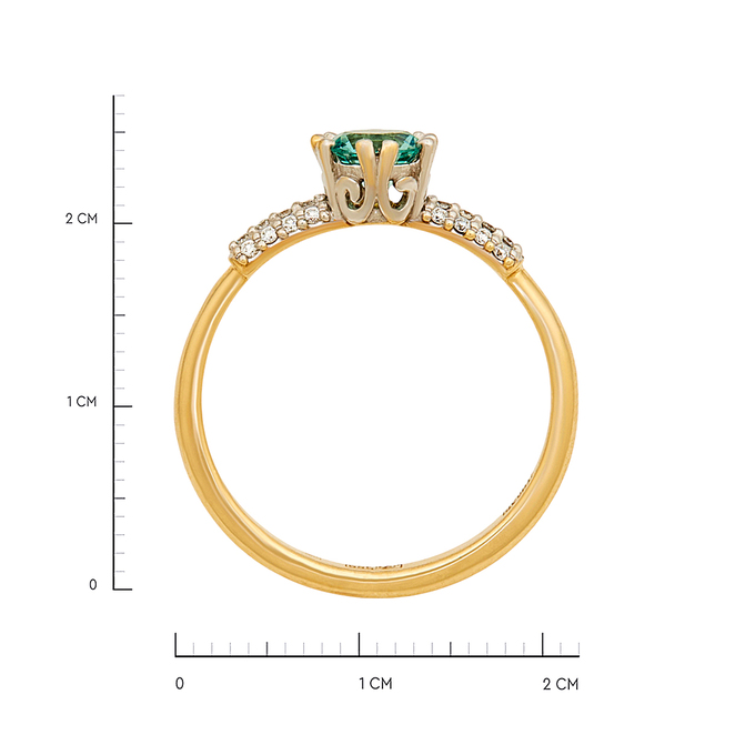 Кольцо из золота 585 пробы c изумрудом и бриллиантами