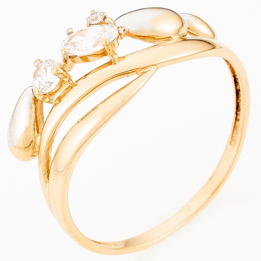 Кольцо из комбинированного золота 585 пробы c фианитами ЦО0061096 фото 1
