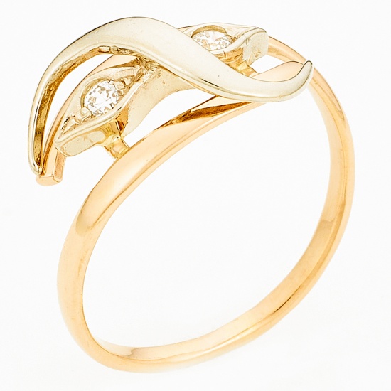 Кольцо из комбинированного золота 585 пробы c фианитами, Л12078410 за 6700