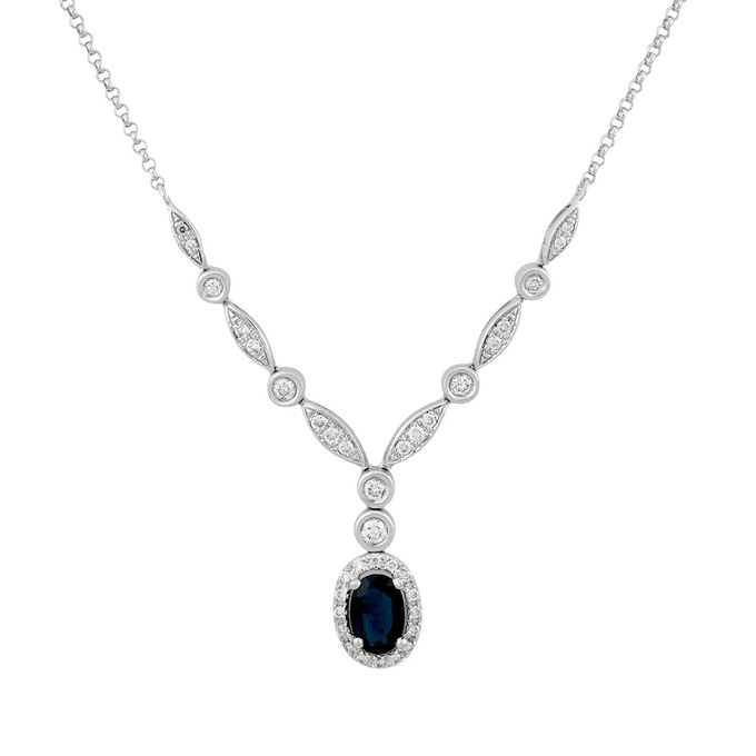 Колье из золота 585 пробы c сапфиром и бриллиантами, Л 5403 5115 за 61600