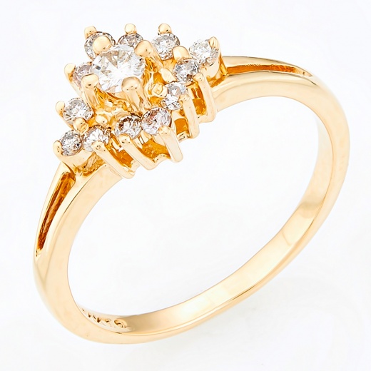 Кольцо из желтого золота 585 пробы c 13 бриллиантами Л52059101 фото 1
