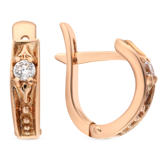 Серьги из золота 585 пробы c фианитами