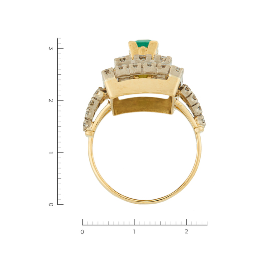 Кольцо из комбинированного золота 750 пробы c 1 изумрудом и 50 бриллиантами, Л60020964 за 180720