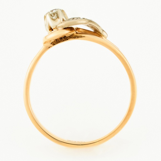 Кольцо из комбинированного золота 585 пробы c 3 бриллиантами, Л19030052 за 19450