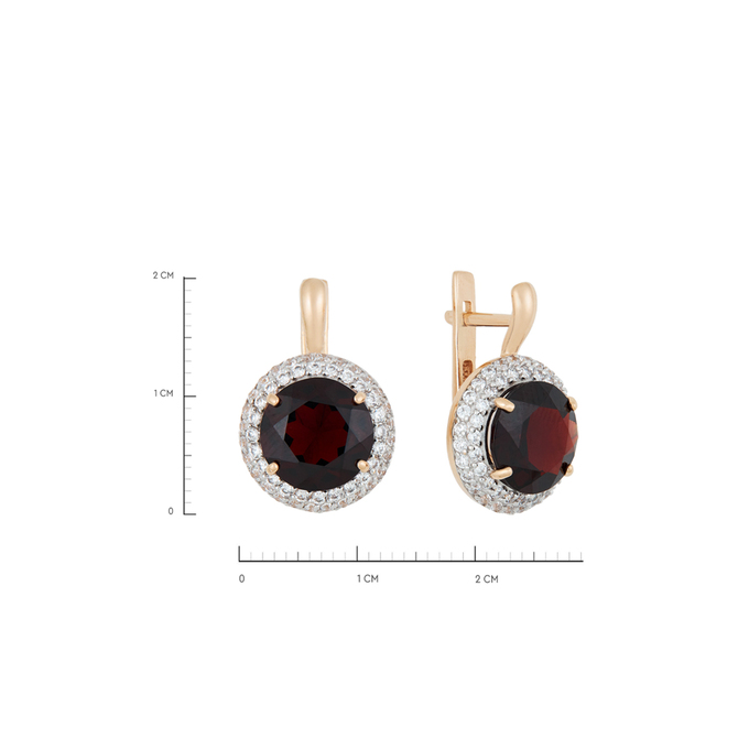 Серьги из золота 585 пробы c гранатами и фианитами, Л 6102 8248 за 51840