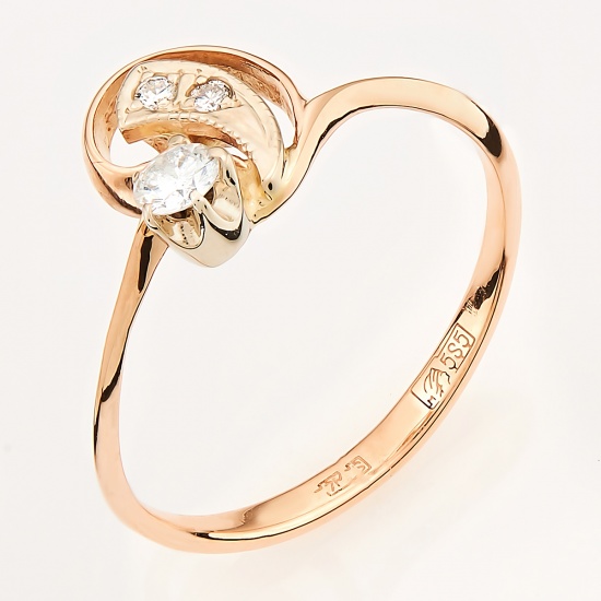 Кольцо из комбинированного золота 585 пробы c 3 бриллиантами, Л33078065 за 10850