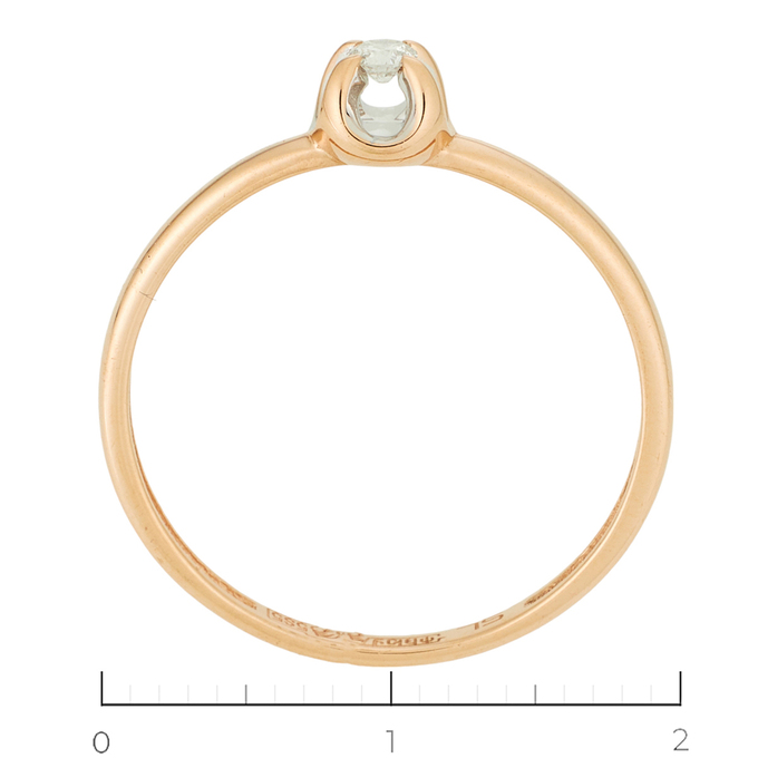 Кольцо из комбинированного золота 585 пробы c 1 бриллиантом, Л 2809 3999 за 11130
