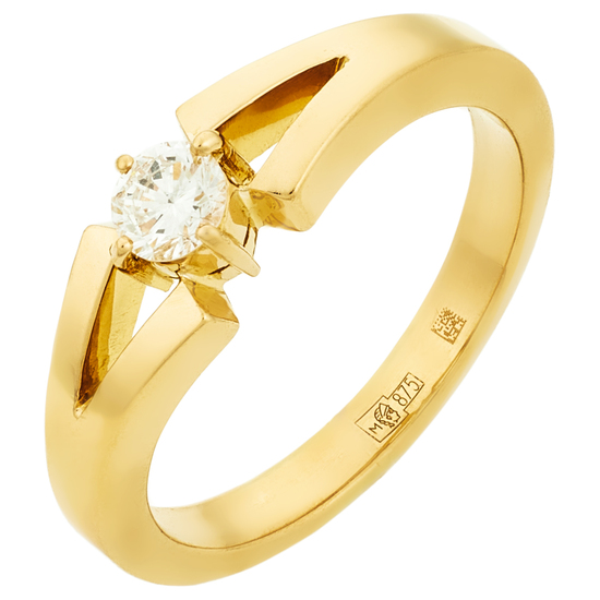 Кольцо из желтого золота 875 пробы c 1 бриллиантом, Л35005477 за 39375