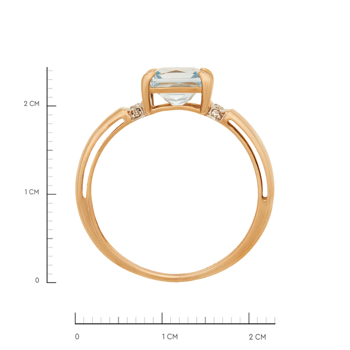Кольцо из золота 585 пробы c топазом и бриллиантами, Л 7303 3436 за 41280