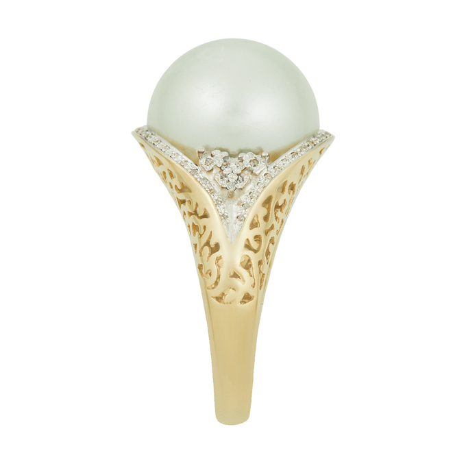 Кольцо из золота 585 пробы c бриллиантами и имитацией жемчуга, Л 3901 2663 за 93520