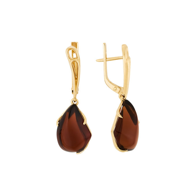 Серьги из золота 585 пробы c 2 цитринами