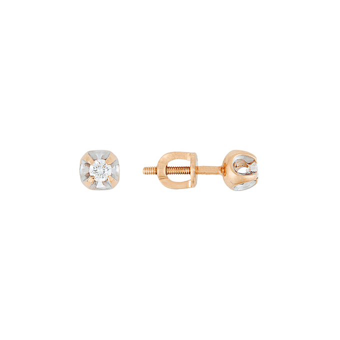 Серьга из золота 585 пробы c 1 бриллиантом