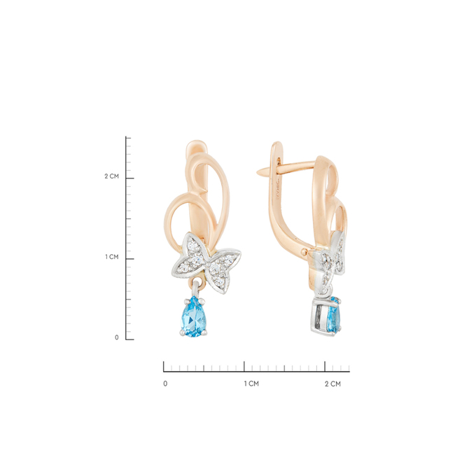 Серьги из золота 585 пробы c топазами и фианитами, К 0000 3425 за 47200