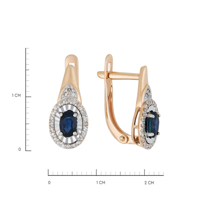 Серьги из золота 585 пробы c сапфирами и бриллиантами, Л 7101 6300 за 47120