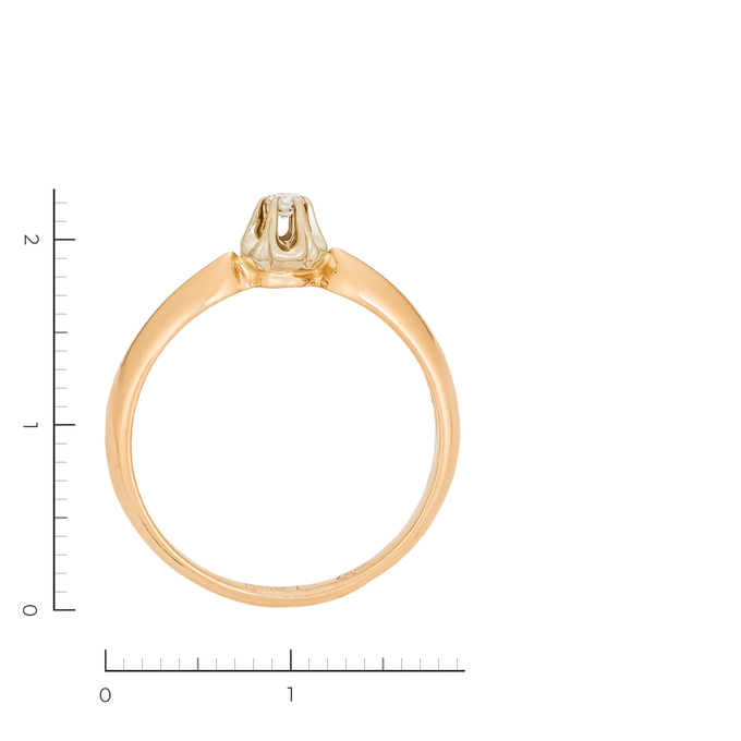 Кольцо из золота 585 пробы c 1 бриллиантом, Л 7601 1977 за 23920
