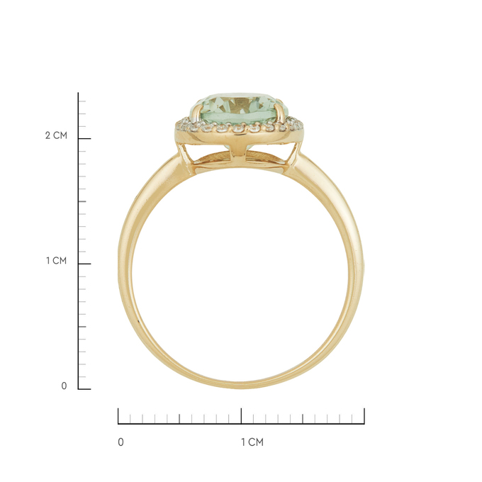 Кольцо из золота 585 пробы c празиолитом и фианитами, Л 4107 6032 за 22720