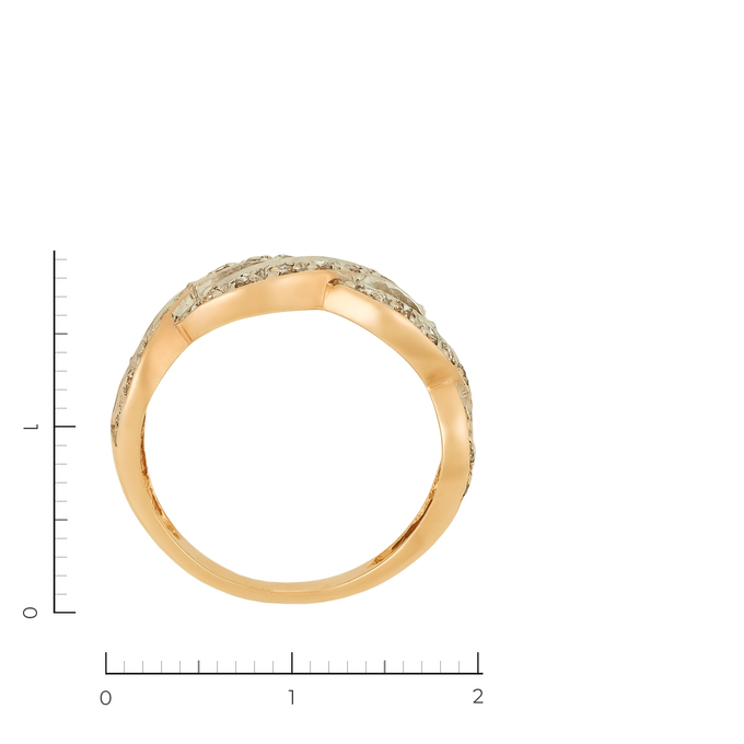 Кольцо из красного золота 585 пробы c 30 бриллиантами