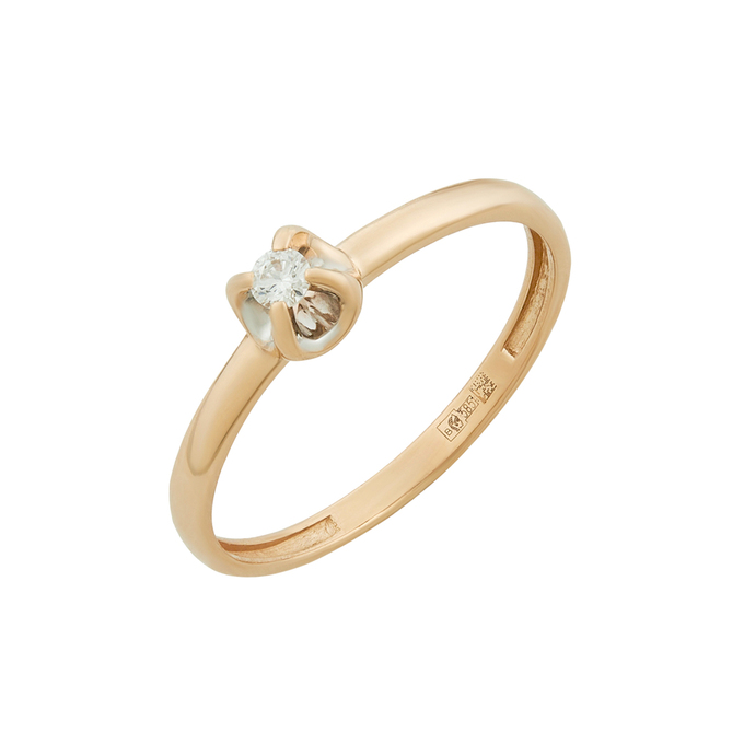 Кольцо из золота 585 пробы c бриллиантом, Л 2913 1953 за 17520