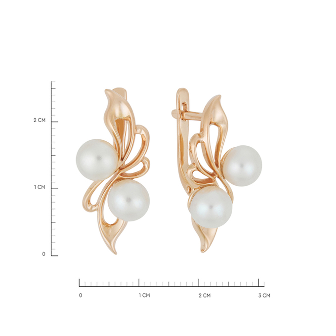 Серьги из золота 585 пробы c 4 культ. жемчугами, Л 7000 9196 за 63600