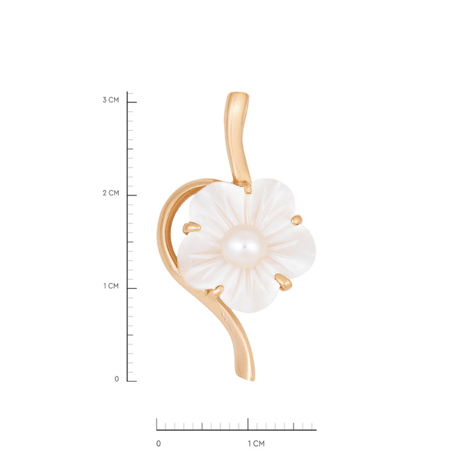Подвеска из золота 585 пробы c культивированным жемчугом и перламутром, Л 0801 4719 за 26200