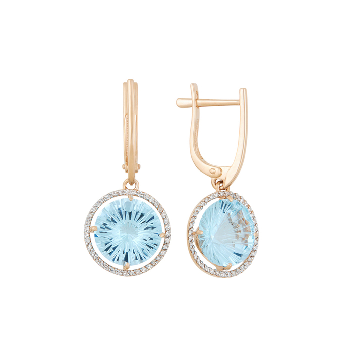 Серьги из золота 585 пробы c топазами и бриллиантами, К 0000 3162 за 61000