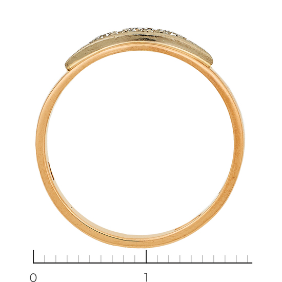 Кольцо из комбинированного золота 583 пробы c 3 бриллиантами, Л19110373 за 11475