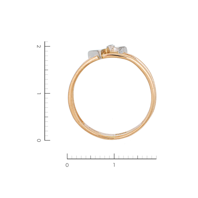 Кольцо из комбинированного золота 585 пробы c 1 фианитом, Л 1208 0874 за 10850